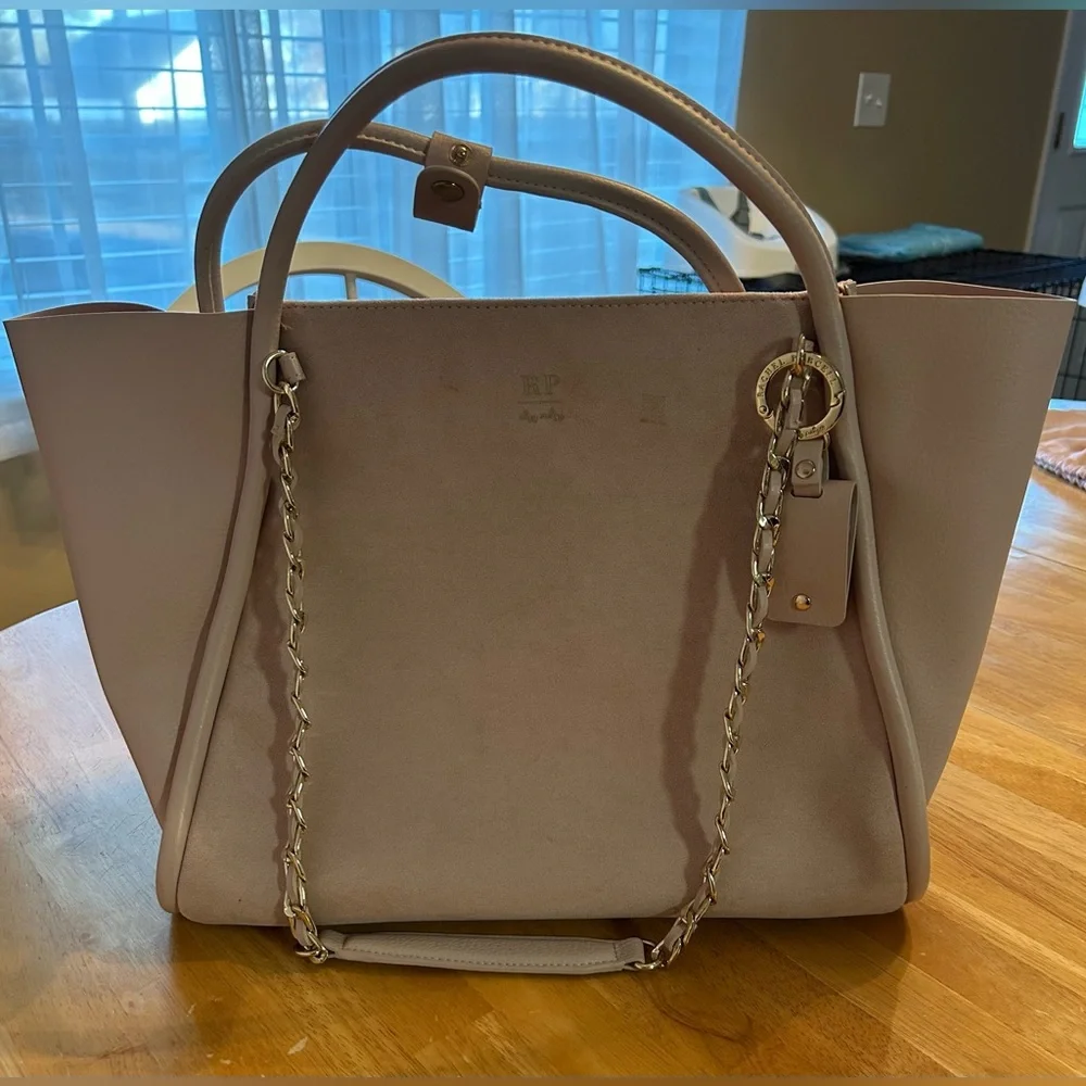 Itzy Ritzy blush pink baby bag tote with chain strap